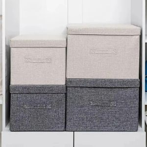 Foldable Storage Basket with Lids Large-capacity Dustproof Sundries Storage Box for Underwear Non-woven Multi-function Box