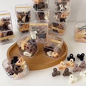My Natural Box of 10 Pcs Small Hair Clips Hair Claw奶咖色公主头小抓夹