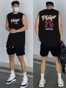 Retro Mỹ Thời Trang Đường Phố Áo Gile Bông Áo Thun Nam Mùa Hè Rộng Rãi Cộc Tay Không Tay Áo Thun Nam Mùa Hè Áo Thời Trang Thương Hiệu Thoải Mái Mồ Hôi Thoải Mái  Áo Hai Dây