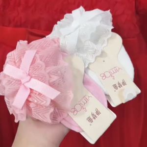 Set 2 đôi vớ công chúa bé gái từ 0-12 tháng phối nơ ren xinh xắn