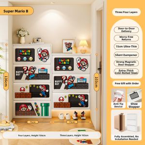 HAOJIUBUJIAN | Creme Style Slim Narrow Household Door Entry Flip Storage Cabinet 15cm