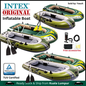 Intex Seahawk Inflatable Boat Kayak 2/3/4 Person 68347 68380 68351 Thick Tarpaulin Set Fishing Flood Ready Stock Malaysia Seller