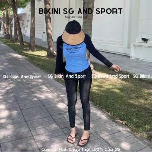Đồ bơi nữ quần dài đồ bơi quần lửng kết hợp áo tay dài in hình sóng biển Bikini SG And Sport đẹp