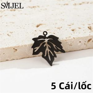 Bộ 5 Mặt Dây Chuyền Hoa Bằng Thép Không Gỉ Để Làm Đồ Trang Sức - Mặt Dây Chuyền Nhỏ Hình Xương Rồng Bồ Công Anh Lá Phong Để Làm Vòng Tay Bông Tai Tự Làm