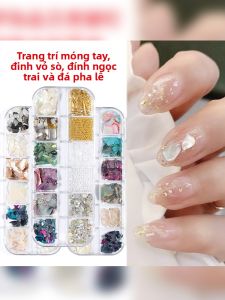 MONLEYTA | Ultra-Thin Pearl And Rhinestone Mixed Drill Nail Art Shell Decorations Japanese Style Manicure Rivets Box Of 12 Grids