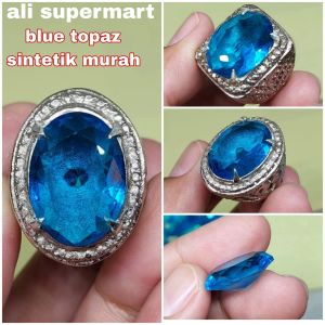 cincin batu permata blue topaz jumbo murah