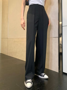 London Avenue Garbociaga High Waist Drapey Casual Straight Leg Pants Long Trousers Elegant Style Womens Premium Fashion