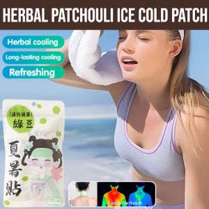 10 Tablets Herbal Patchouli Ice Cold Patch Multi-function Summer Cooling Patch Cooling Gel Patch Mobile Phone Cooling Stickers Refreshing Temperature Reduction Summer Heat Prevention 冰凉贴