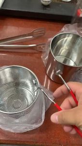 VK Stainless Steel Deep Fryer Pot Mini Pan Oil-Saving Small Fryer With Filter Screen Chicken Fried Chicken Cooking Tools