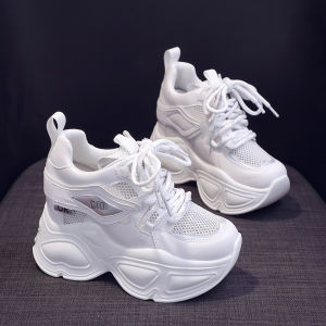 Giày Đế Dày Thường Ngày Cho Nữ Mùa Hè Thoáng Khí Lưới Tăng Chiều Cao Trong Giày Đế Bằng Đế Cao Su Đế PU