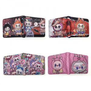 Chất liệu da PU Màu In Độ Nét Cao ví gấp hai Dễ Thương Labbu Ví đựng xu Ngắn Gấp Sinh Viên Nhiều khe cắm thẻ Ví Quà Tặng