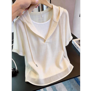 YINGKETUO | Layered Design Hooded Sleeveless Slimming T-Shirt
