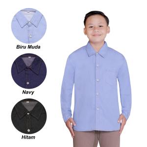 TopOne88 Baju Kemeja Lengan Panjang Denim Anak Laki-laki Usia 6-12 Tahun