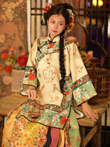 Original Hanfu Evening Qing Dynasty Womens Clothing National Style Horse Tailed Skirt Ancient Costume New Arrival 2025