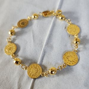Gelang Bola Plat Koin Lapis Emas Kuning 24k