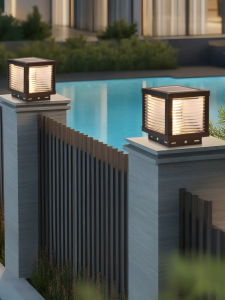 CANMEIJIA Solar Pillar Light Outdoor Gate Post Light Waterproof 4 Colors with Remote Control Solar/Power Dual Power for Christmas Deco Courtyard Garden Lamp