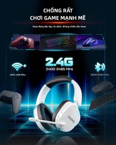 Tai Nghe Chơi Game Không Dây NUBWO HG04 Dual 2.4G & Bluetooth Có Mic Khử Tiếng Ồn Da Nhẹ Có Thể Gập Lại Cho PS5/PS4 - Tai Nghe Cách Âm Động