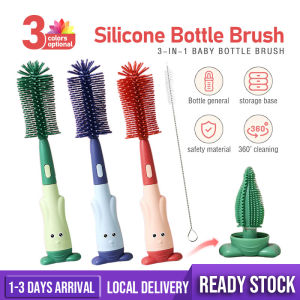 3 in 1 Bottle Brush Combination Sponge Nipple Brush Set 360 Degrees Rotate Milk Bottle Cleanning Brush Cleaning Sponge Cup Brush Botol Susu Berus