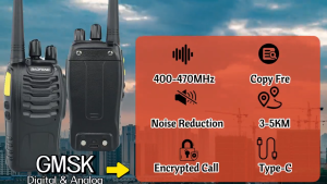 Baofeng 888SD Set of 4 Interphone UHF Walkie Talkie Two-Way Radios USB Type-C Charge Digital intercom Digital Analog GMSK