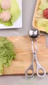 Meat Baller Stainless Steel Meatball Scoop Ball Maker None-Stick Baller Tongs Meat Ball Maker Mold Cake Pop Ice Tongs Cookie Dough Scoop for Kitchen Cooking