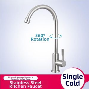 Stainless Steel Kitchen Faucet 4 Inch Elbow Single Cold