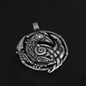 Popular Charm Nordic Odin Raven Pendant Never Fading Trendy Stainless Steel Viking Warships Necklace Amulet Jewelry Dropshipping
