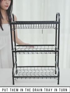 2/3 Tiers Dish Drainer Plate Drying Rack Stainless Steel Panel Organizer Storage Rack for Kitchen