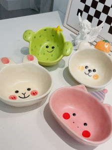 INS Style South Korea Cute Hand Painted Matte Cartoon Porcelain Sauce Dipping Solid Food Bowl Sauce Dipping Bowl Seasoning Soy Sauce Hot Pot Dish