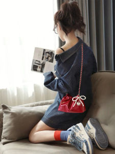 Red Folded Cloud Chain Bag Womens Crossbody Bag Luxury Sensation Summer New Style Single Shoulder Handbag Commuter Style
