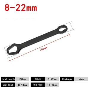 New 1PC 8-22mm Black Universal Multifunctional Wrench Adjustable Double Headed Plum Blossom Wrench Self Tightening Wrench Tool