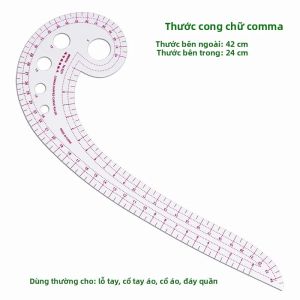 Thước Đo Cong Kiểu Pháp 42cm Với Thước Đo Bên Trong 24cm Dày 1mm Chất Liệu Nhựa Hai Hệ Đo Dùng Cho May Vá Cắt May Và Thủ Công.