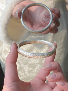 หรูหรา Yangui linden Gold-embellished เงินสเตอร์ลิง 999 สไตล์จีน Cursive หญ้ารูปแบบสร้อยข้อมือผู้หญิง