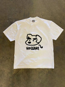 Áo Thun Cotton 260g Nặng in Họa Tiết Đơn Giản Phong Cách Harajuku Dáng Rộng Thời Trang Mặc Thường Ngày Mùa Hè Cổ Tròn Tay Ngắn Họa Tiết Động Vật