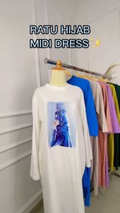 Midi Dress Terbaru 2024 Ratu Hijab Bahan Combed Tunik Wanita Ootd Hijab Muslimah Kekinian