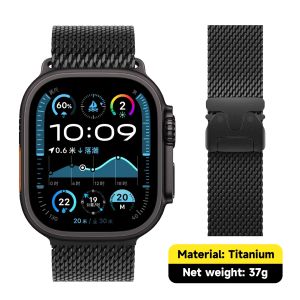Titanium Band for Apple Watch Ultra 3/2 49mm IWatch Series 11 10 9 8 7 6 Natural Titanium Milanese Loop Strap Parachute Buckle