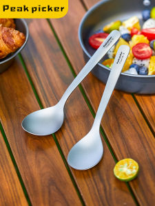 Pure Titanium Soup Spoon for Outdoor Camping Picnic High End Titanium Cutlery Portable Dinner Spoon Titanium Alloy Eating Spoon