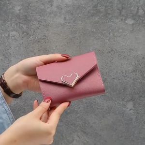 bestseller korean fashion leather heart small wallet three fold short wallet for women girls