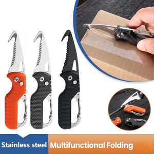 Outdoor Camping Portable Cutting Survival Tool Box Opener Stainless Steel Sawtooth Hook Unboxing And Unpacking Keychain Emergency Tool