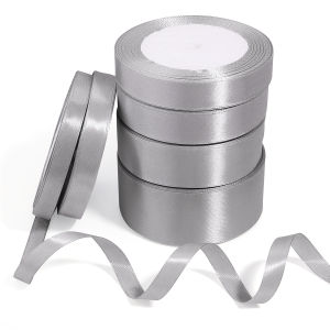 25Yards 1/1.2/1.5/2/2.5/3.8cm Satin Ribbons Grey Fabric Ribbons For DIY Home Party Handmade Gift Wrapping Decoration Accessories