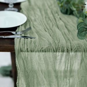 1PCS 10FT Dusty Sage Green Gauze Cheesecloth Boho Table Runner Wedding Party Event Decoration