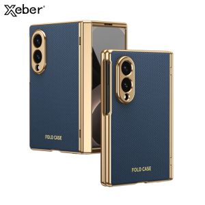 Luxury Leather Electroplated Frame Hinge Protection Case For Samsung Galaxy Z Fold 8 5G Screen Protect Film Shockproof Cover