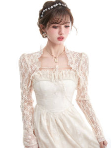 Womens Lace Sun Protection Shirt Summer Short Sleeve V-neck Thin Outerwear Breathable Air Conditioning Shoulder Pad Coat