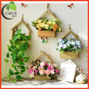 Giỏ Hoa Treo Tường Lẵng Hoa Lụa Trang Trí Tường Kệ Tủ Giá Sách  Giỏ Hoa Hình Ngôi Nhà Kèm Hoa Độc Đáo