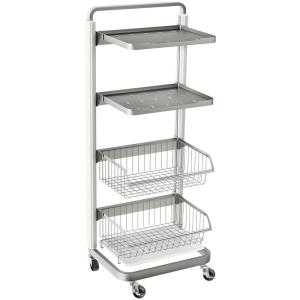 YUSHIJIA | Stainless Steel Small Rolling Storage Shelf for Fruits Vegetables and Kitchen Appliances