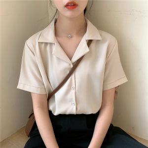 Fashionable Large Size Casual Shirt for Women 2021 Summer New Arrival Korean Style Loose Fit Short Sleeve Chiffon Blouse