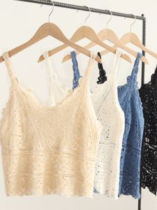 เสื้อกั๊กแขนกุดถักคอวีผ้าฝ้ายลินินลูกไม้สำหรับผู้หญิงในช่วงฤดูร้อนปี 2025 เสื้อเชิ้ตทรงหลวมๆ สไตล์ใหม่