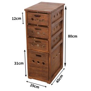 HENGDEMU | Moveable Solid Wood Drawer Chest Storage