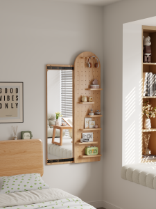 DONGMU | Reclaimed Wood Hidden Sliding Full Length Mirror