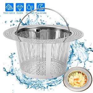 เครื่องครัวสแตนเลสตะกร้าพร้อมที่จับกรองที่ระบายน้ำอ่างล้างมือรูปิดที่กรองซิงค์ท่อระบายน้ำในครัวอุปกรณ์เสริม