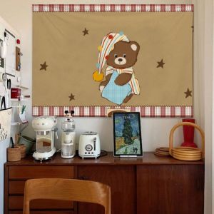 VIKAMA Cartoon Cat Sofa Flower Wall Tapestry Cute Floral Cozy Home Decor Artistic Gift Soft Durable Aesthetic Washable Indoor
